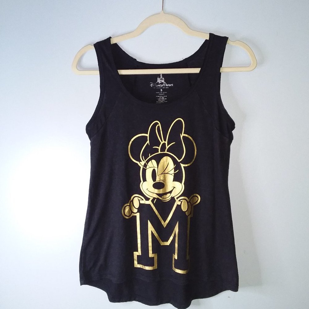 Minnie Mouse university-style black tank top